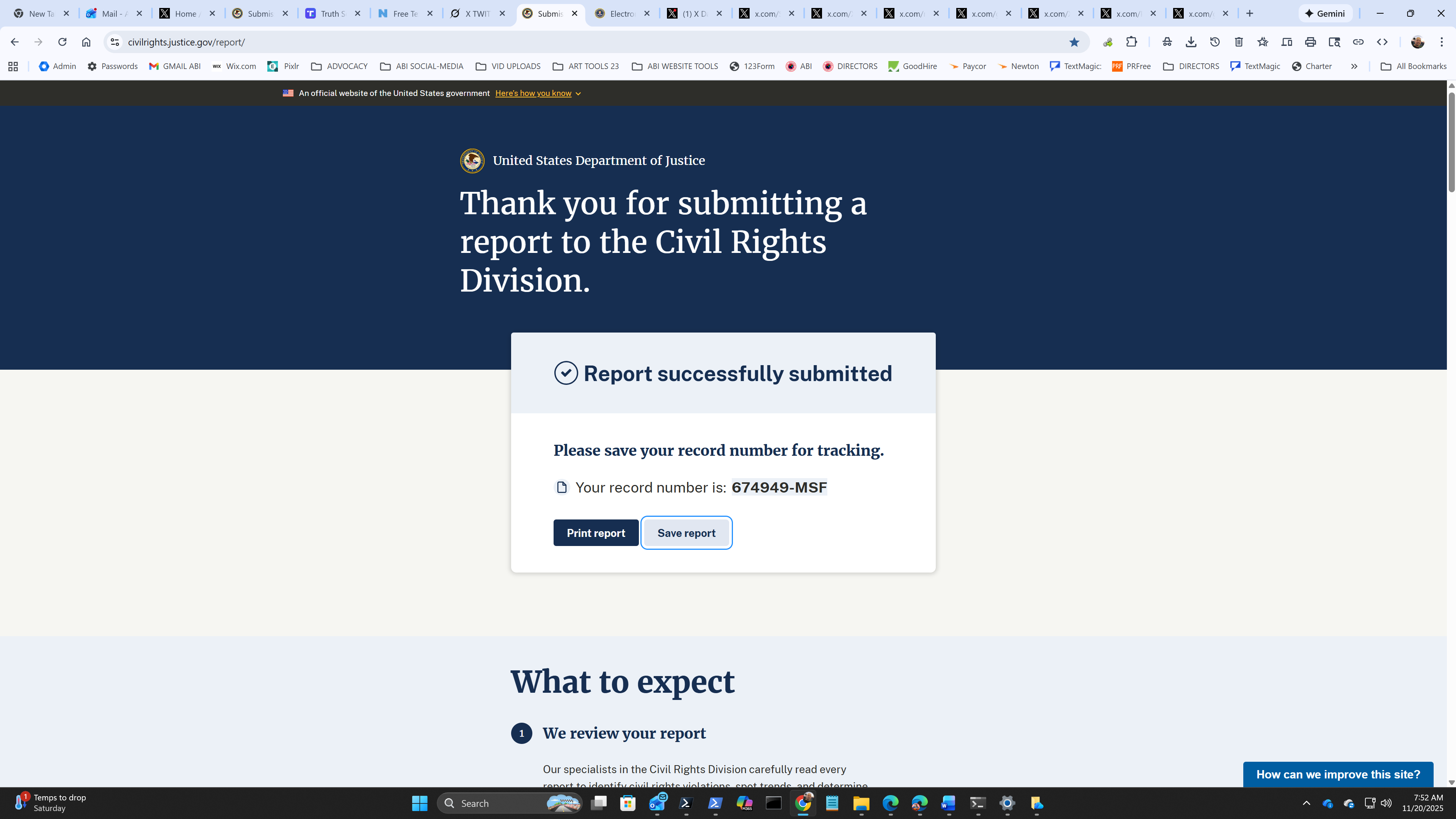Forensic Evidence: david-medeiros-chro-2510184-20250224-doj-civil-rights-division-report-successfully-submitted-record-674949-msf-david-medeiros-com-forensic-archive.png