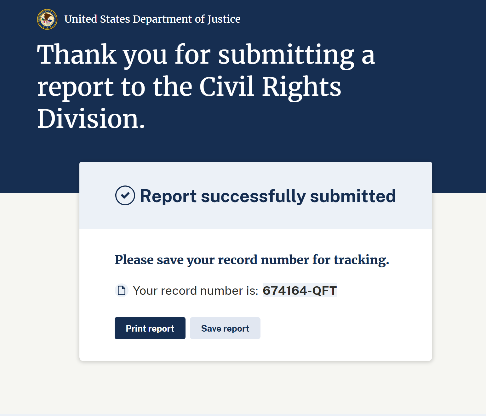 Forensic Evidence: david-medeiros-chro-2510184-20250224-doj-crt-civil-rights-division-report-successfully-submitted-record-674164-qft-david-medeiros-com-forensic-archive.png