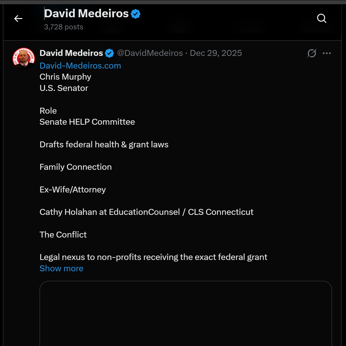 Forensic Evidence: medeiros-livewire-whistleblower-evidence-chris-murphy-conflict-interest-senate-help-committee-family-nonprofit-federal-grants-david-medeiros-2026-04-14-085133-seq-0216.png