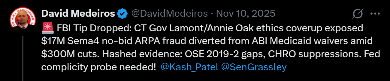 Forensic Evidence: medeiros-livewire-whistleblower-evidence-fbi-tip-lamont-annie-oak-hc-sema4-17m-ethics-coverup-medicaid-waivers-david-medeiros-2026-04-14-092959-seq-0324.png