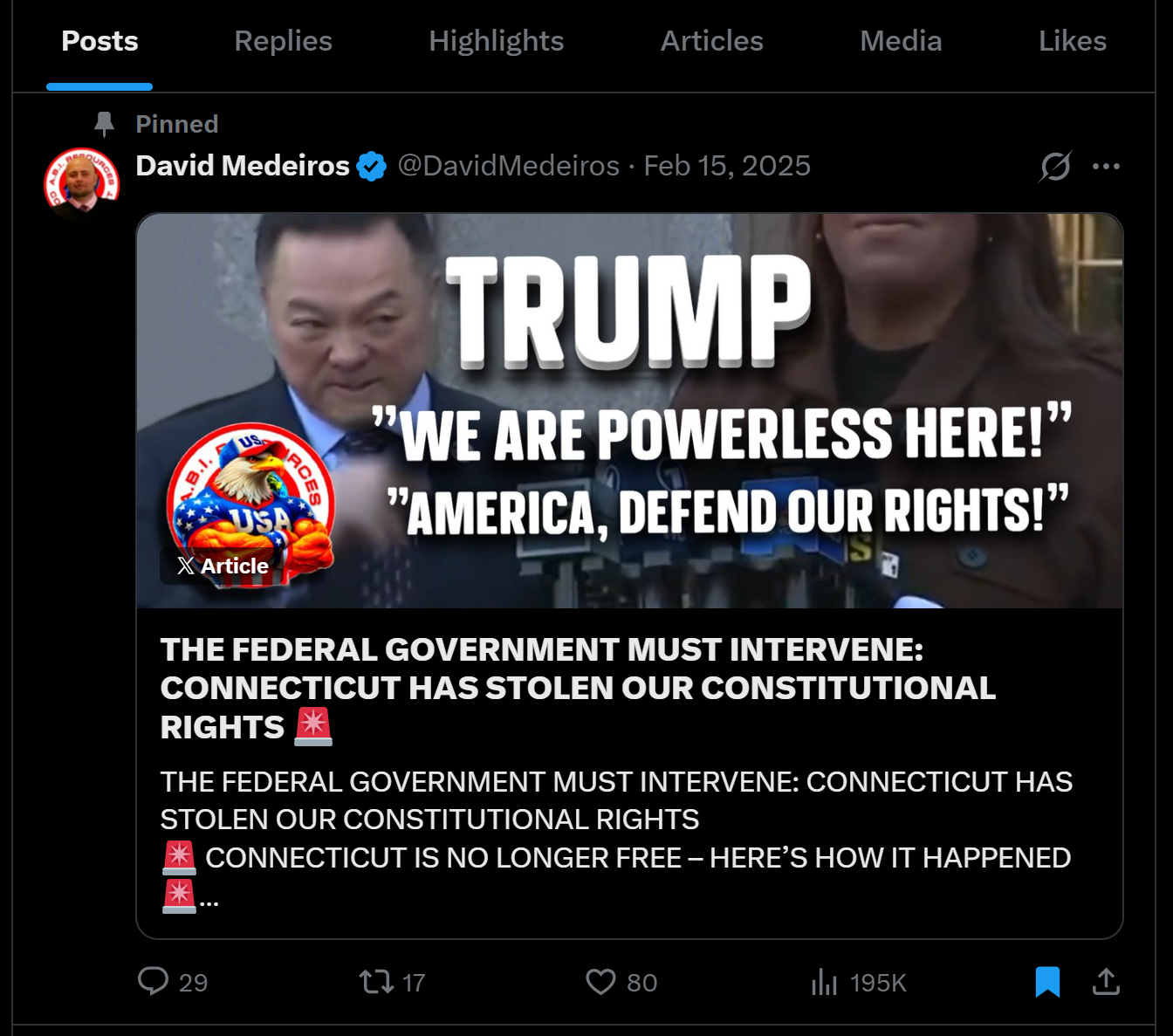 Forensic Evidence: medeiros-livewire-whistleblower-evidence-pinned-trump-we-are-powerless-here-america-defend-our-rights-federal-government-must-intervene-connecticut-stolen-constitutional-rights-2026-04-14-073147-seq-0002.png