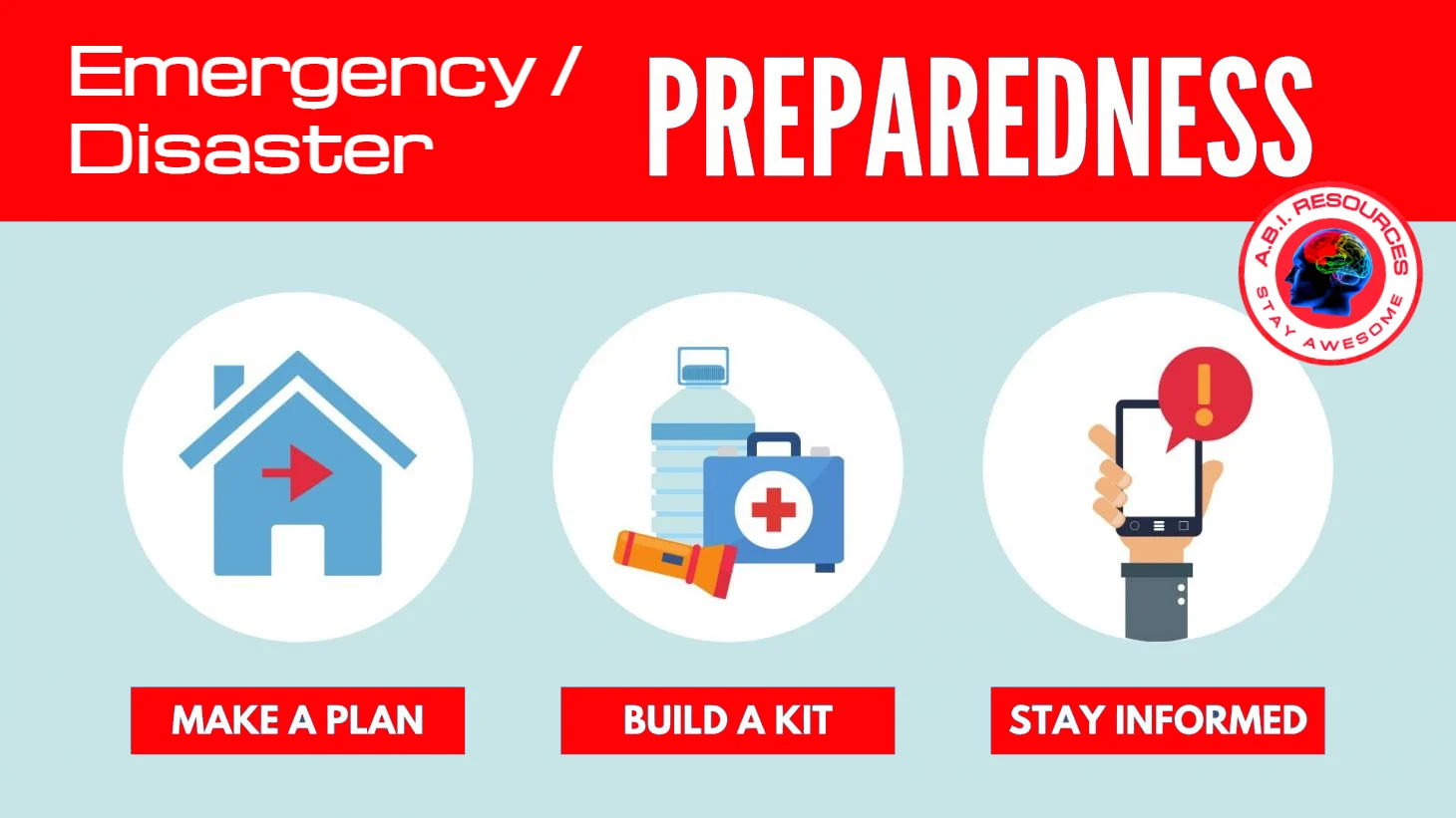 Archived ABI Resources Facebook image associated with BUILD A KIT https://www.ready.gov/disability Emergency kits can help to ensure that you and your family members have… — 2022-09-28 42533640